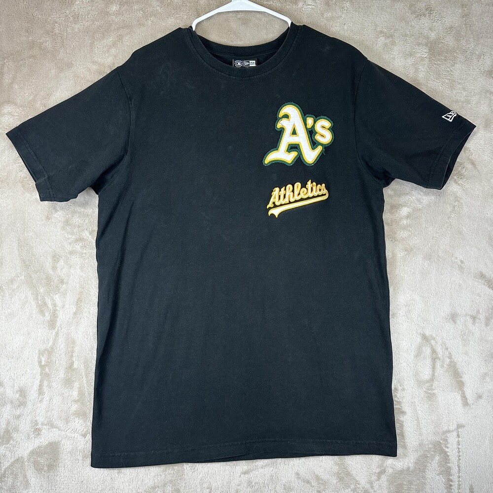 Oakland Athletics Shirt Mens Large Black MLB Baseball A's Logo Patch New Era